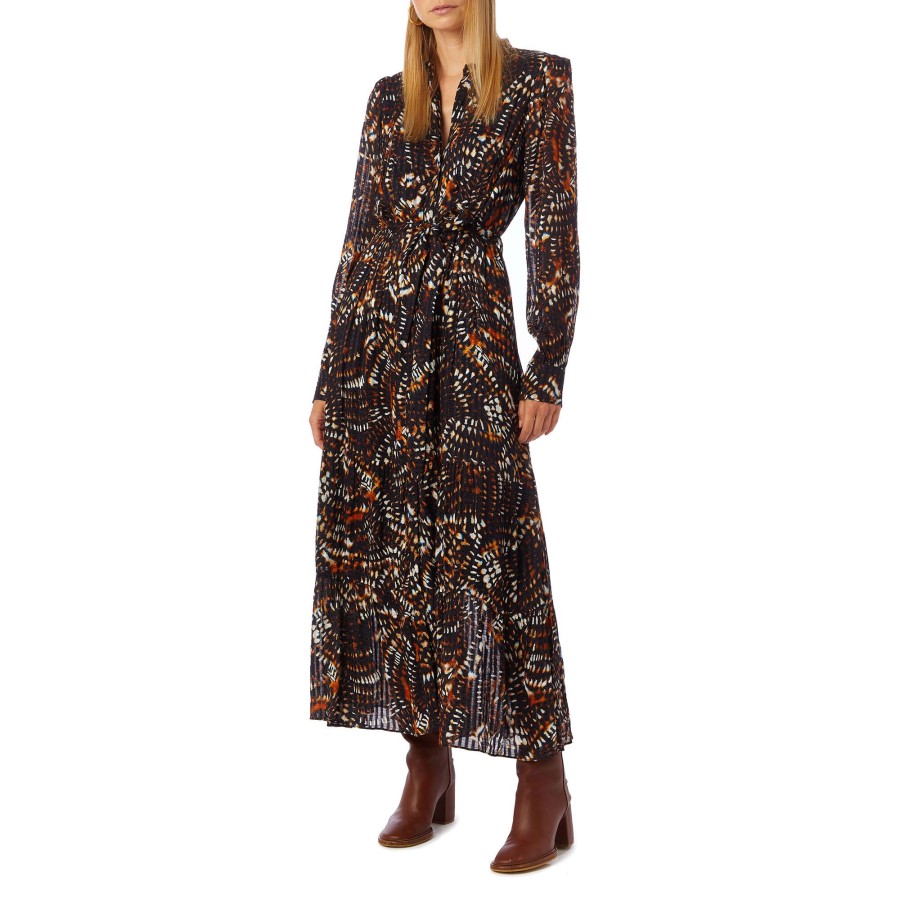 Clothing Marie Oliver | Leona Tie Belt Midi Dress Morel