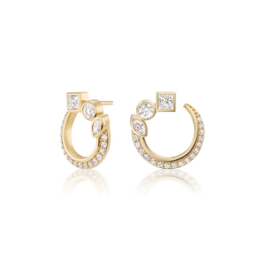 Jewelry Sorellina | Mini Bezel Crescent Earrings Diamond
