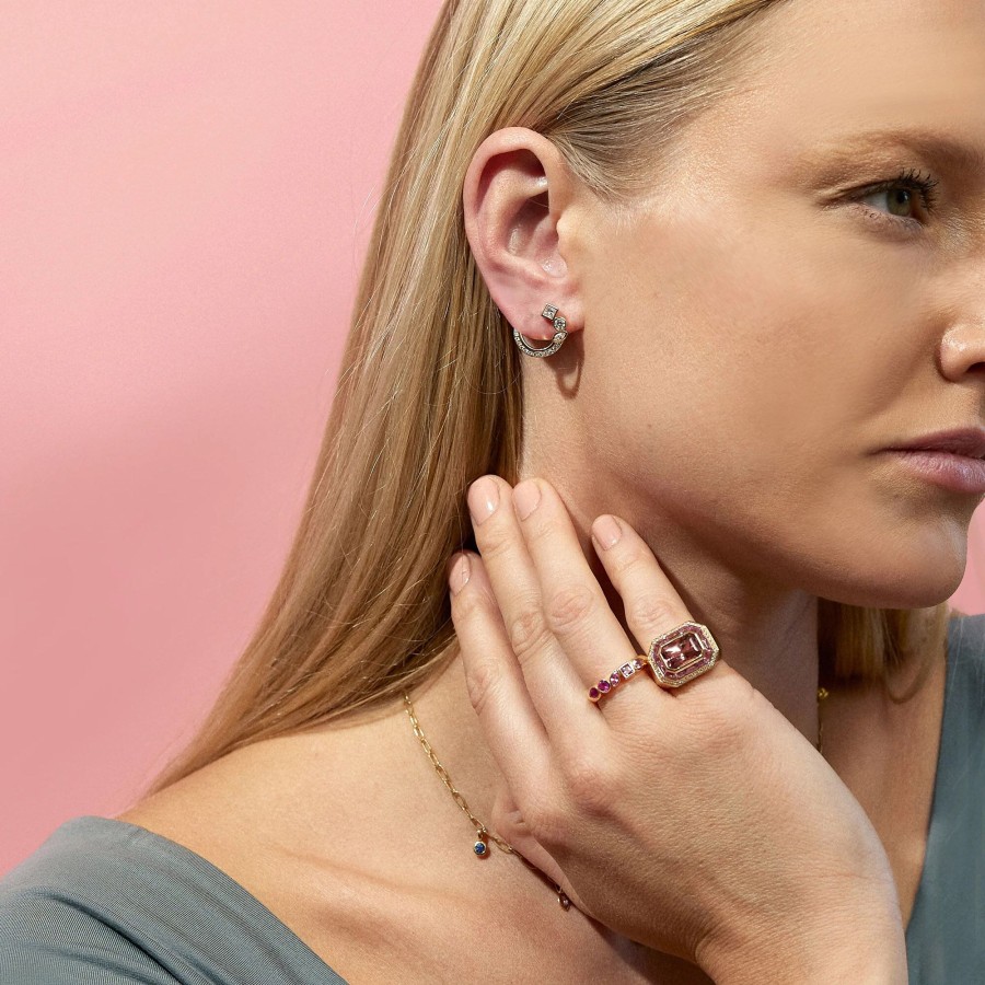 Jewelry Sorellina | Mini Bezel Crescent Earrings Diamond