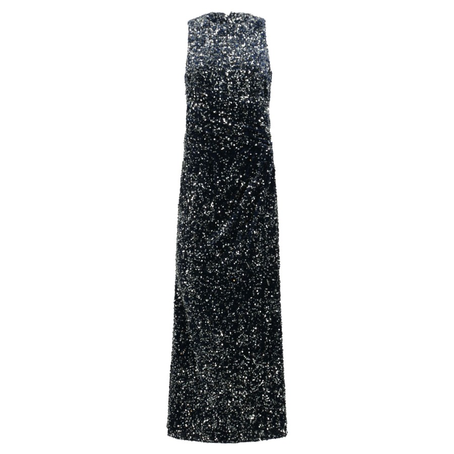 Clothing Badgley Mischka | Draped Sequin Gown Blue Multi
