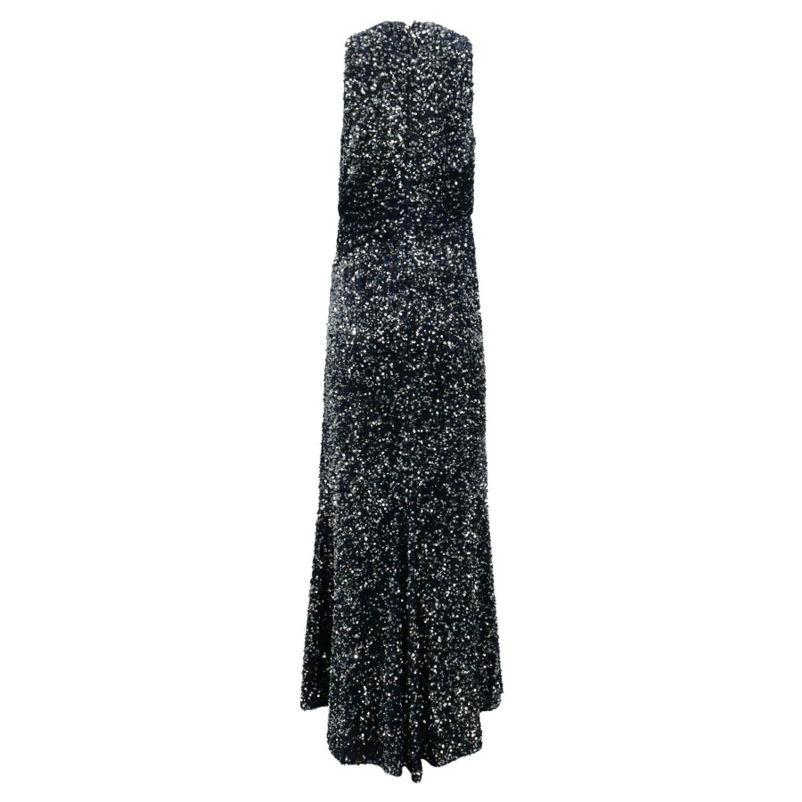 Clothing Badgley Mischka | Draped Sequin Gown Blue Multi