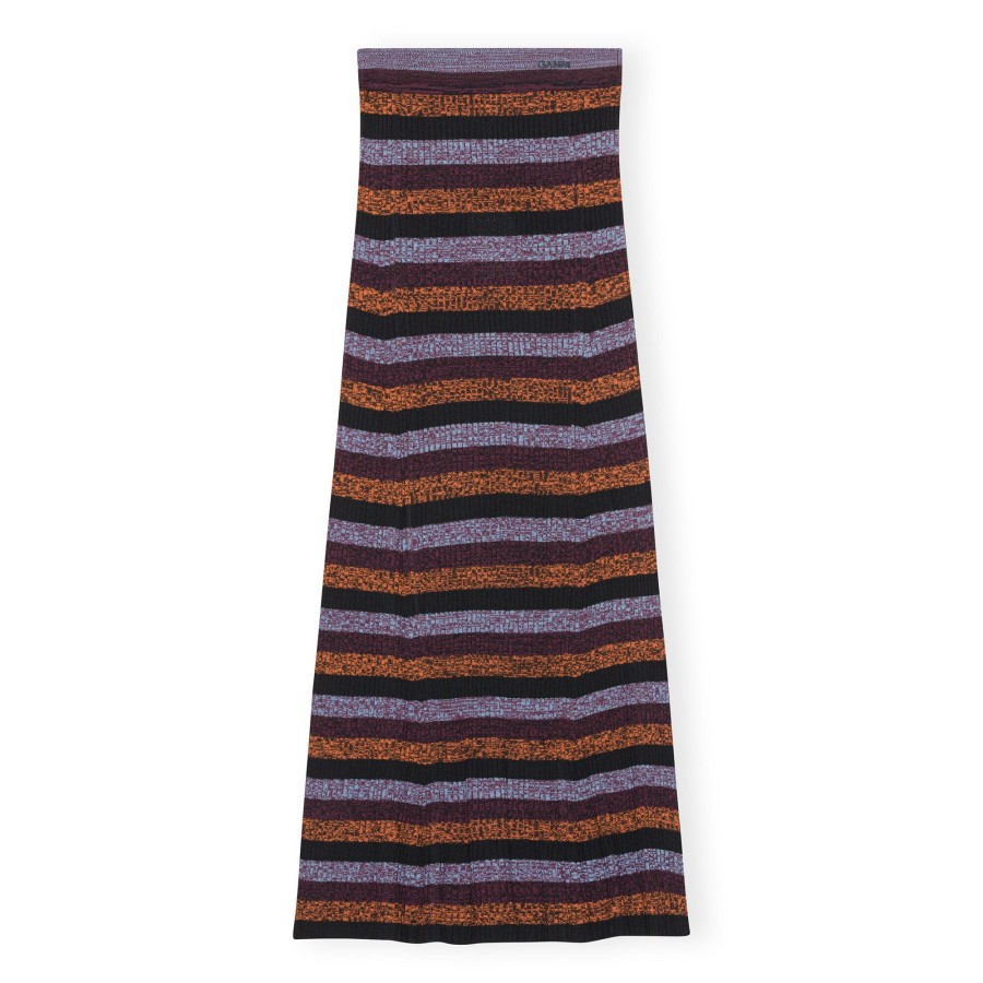 Clothing Ganni | Striped Merino Wool Maxi Skirt Multi