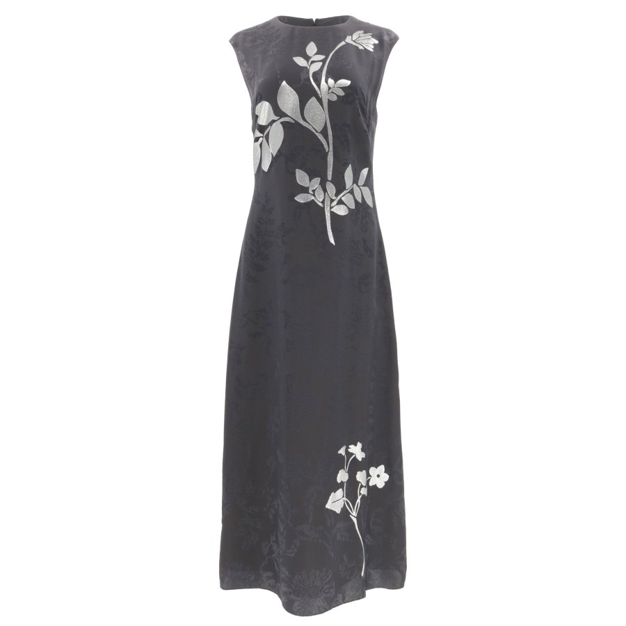 Clothing Lafayette 148 New York | Flora Bloom Metallic Jacquard Dress Black Multi
