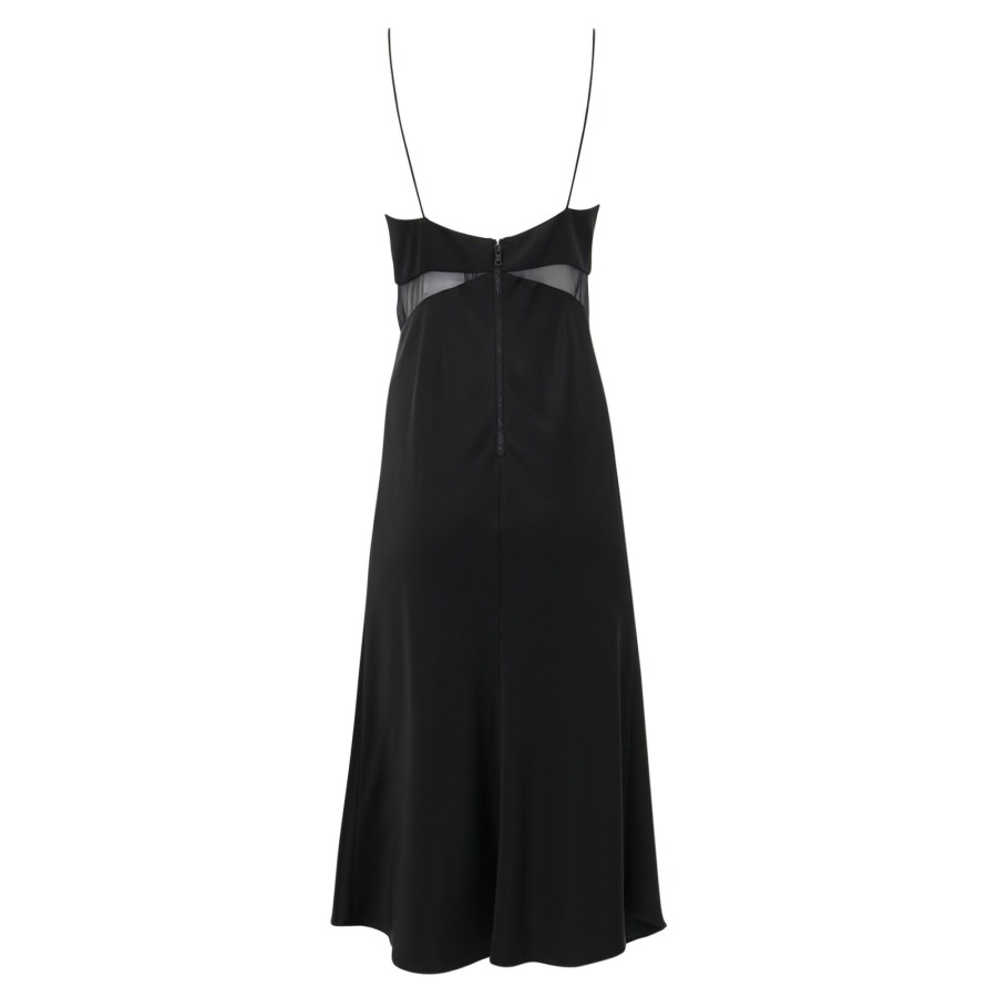 Clothing Alice + Olivia | Moriah Sheer Waist Midi Dress Black