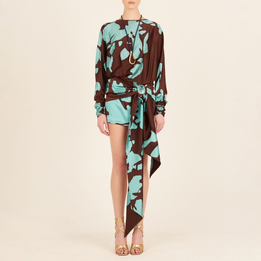 Clothing Silvia Tcherassi | Mallorca Dress Celeste Cacao