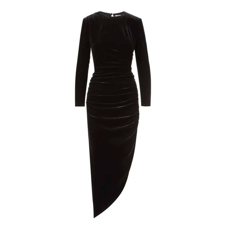 Clothing Veronica Beard | Tristiana Stretch-Velvet Dress Black