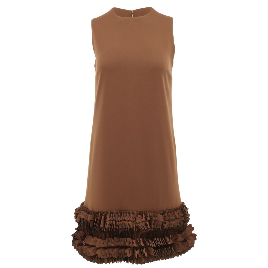 Clothing Catherine Regehr | Flower Hem Jewel Neck Dress Choco
