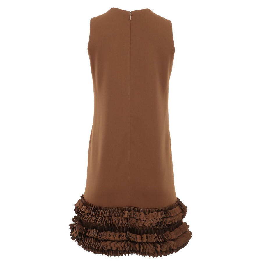 Clothing Catherine Regehr | Flower Hem Jewel Neck Dress Choco