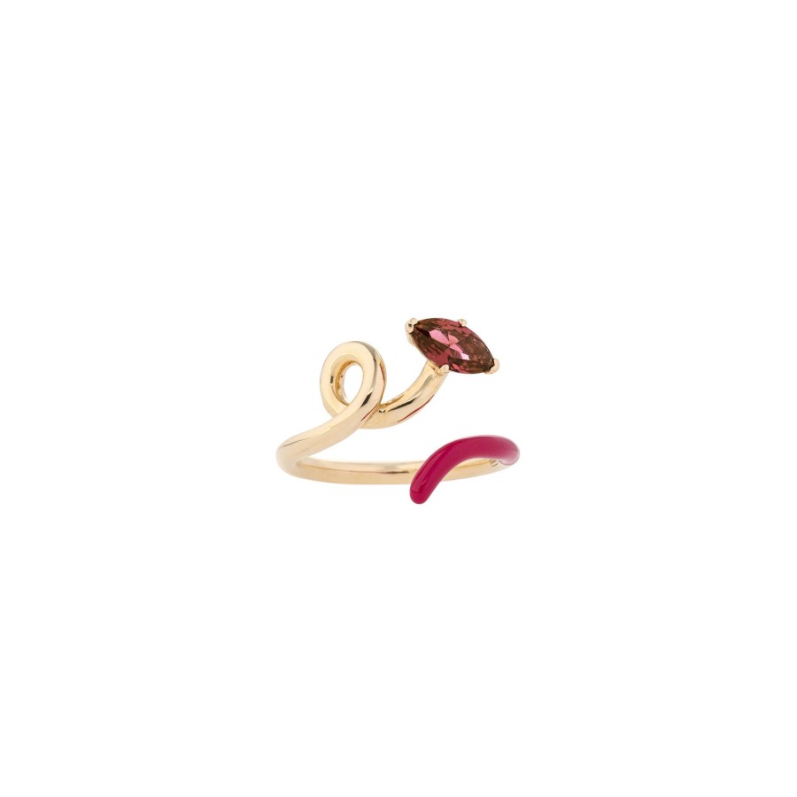 Jewelry Bea Bongiasca | B Half Ring With Marquise Amarena/Gold