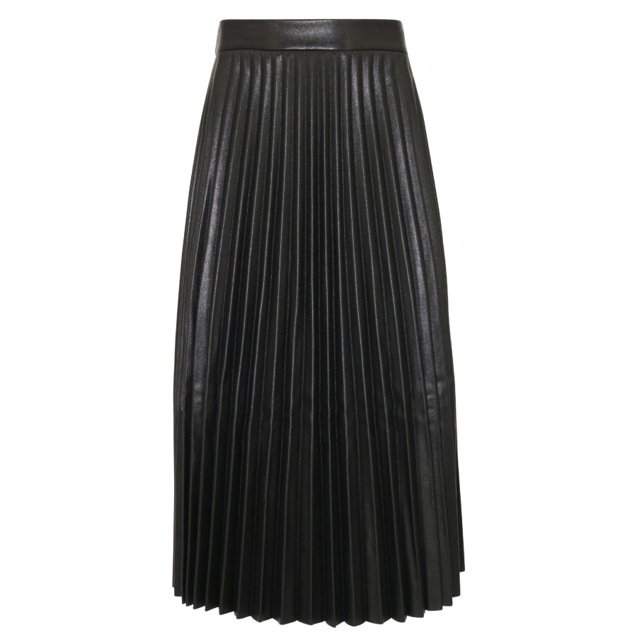 Clothing Milly | Rayla Vegan Leather Pleated Skirt Black