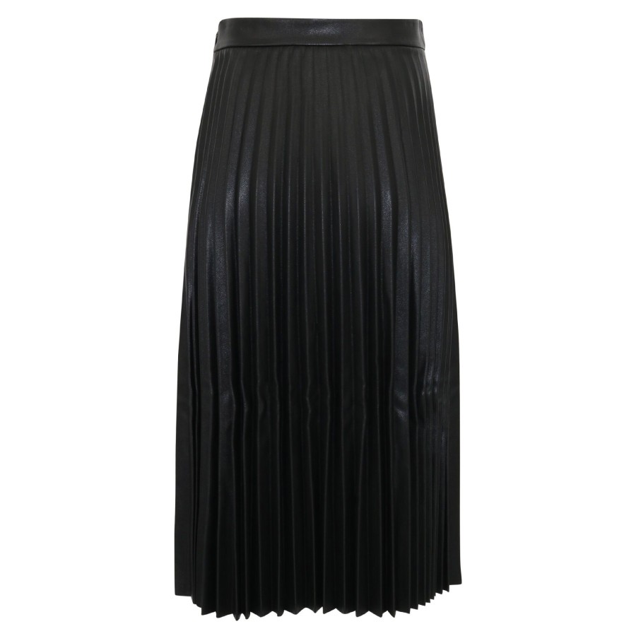 Clothing Milly | Rayla Vegan Leather Pleated Skirt Black
