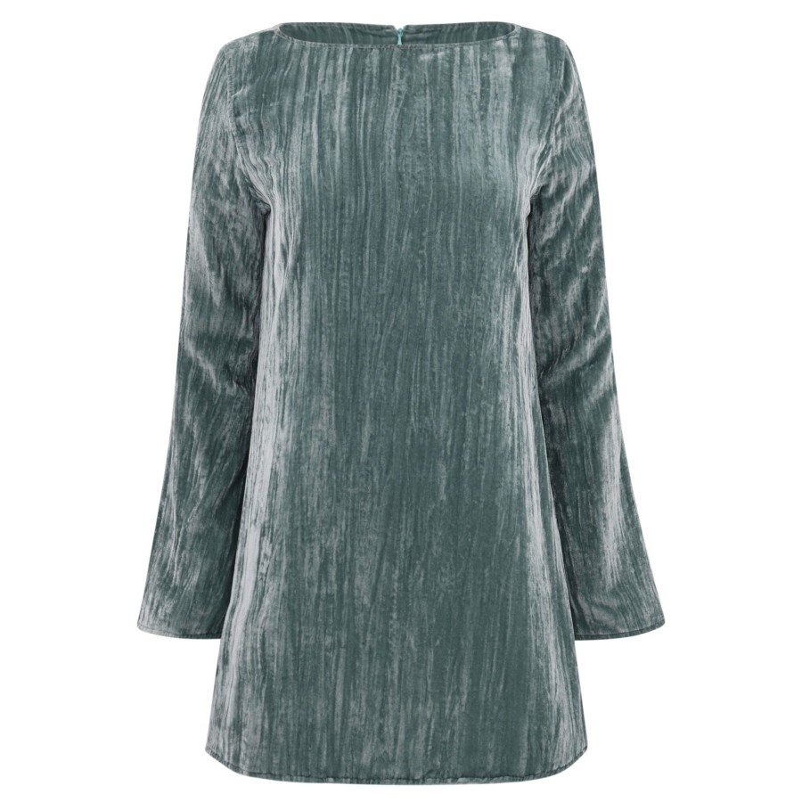 Clothing Loulou Studio | Alava Short Velvet Dress Aqua