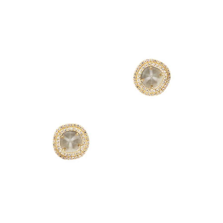 Jewelry Cindy Ensor | Pave Sliced Diamond Earrings Gold