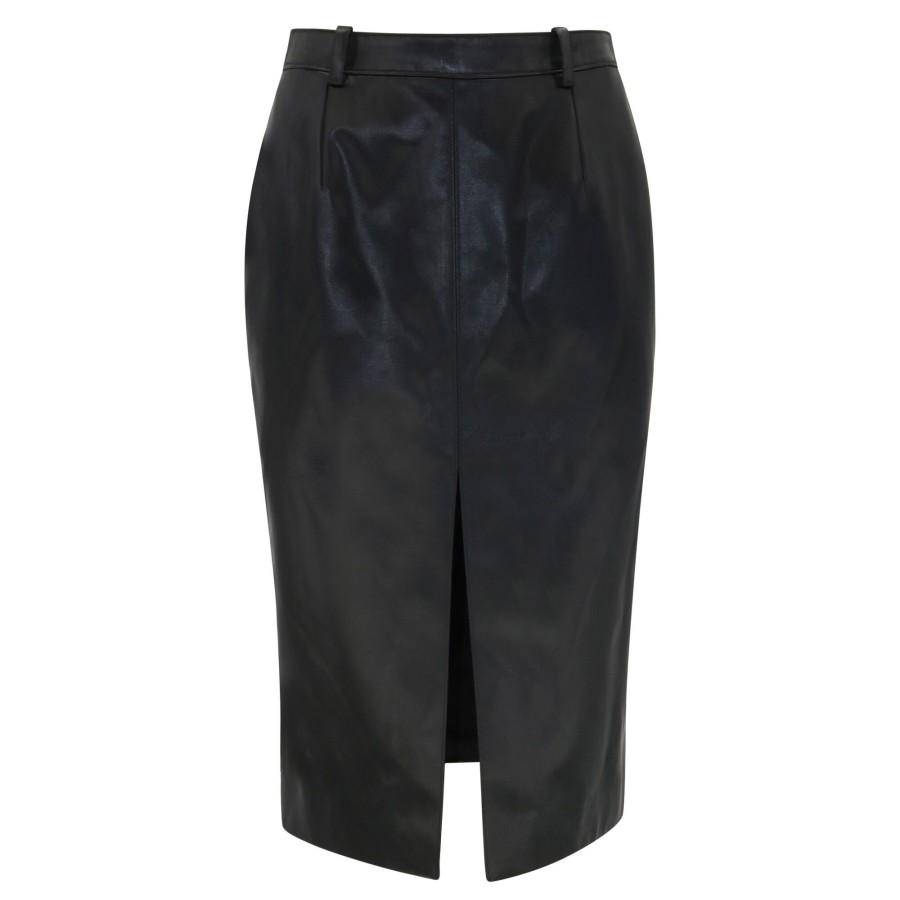 Clothing Saint Laurent | Faux Leather Pencil Skirt Noir