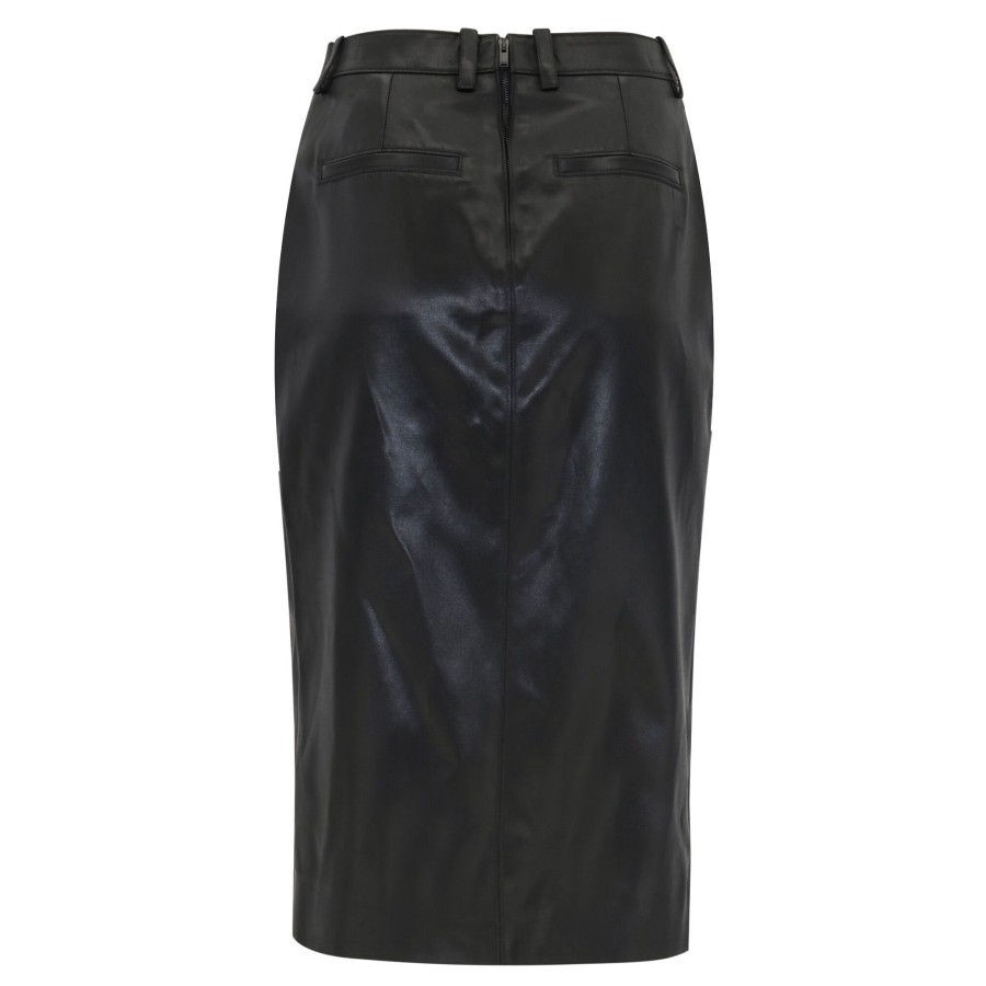 Clothing Saint Laurent | Faux Leather Pencil Skirt Noir