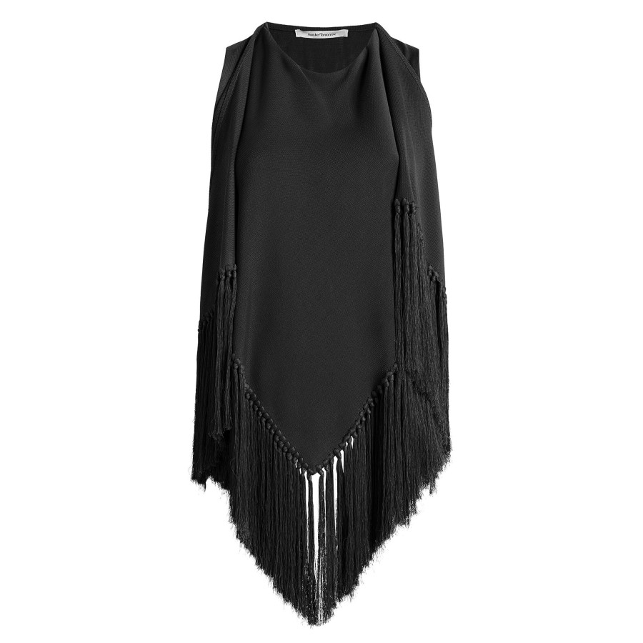 Clothing Another Tomorrow | Fringe Scarf Neck Shell Tomato
