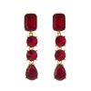 Jewelry Oscar de la Renta | Classic Crystal Large Drop Earrings Ruby