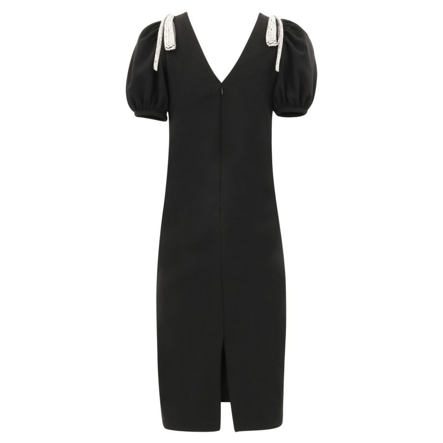 Clothing Emily Shalant | Bow Sleeve Cocktail Dress Black