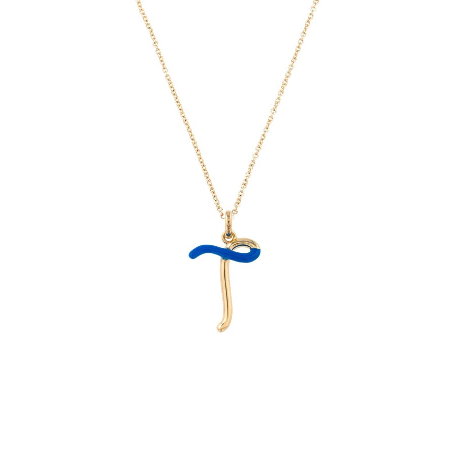 Jewelry Bea Bongiasca | Letter T Charm Necklace Cobalt