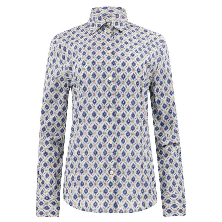 Clothing Etro | Floral-Print Cotton Shirt Blue Multi
