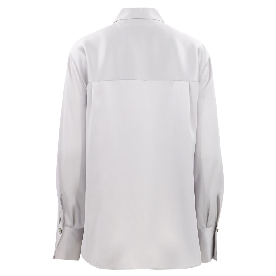 Clothing Vince | Silk Relaxed Chest-Pocket Blouse Silverstone