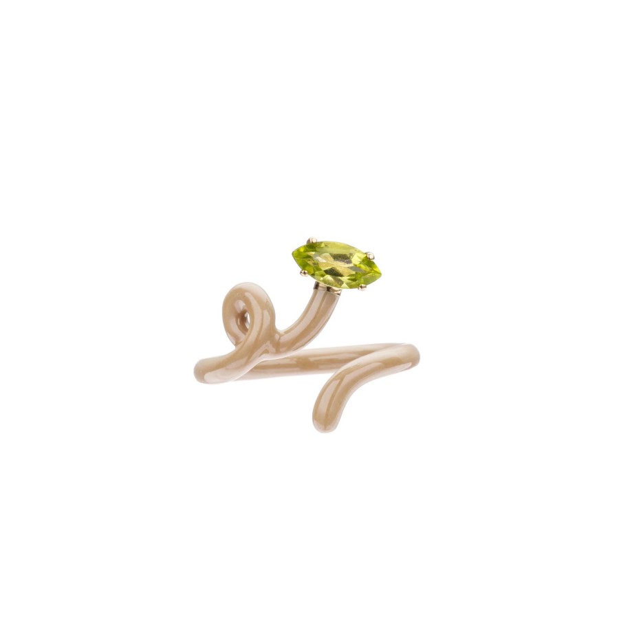 Jewelry Bea Bongiasca | Baby Vine Peridot Tendril Ring Latte