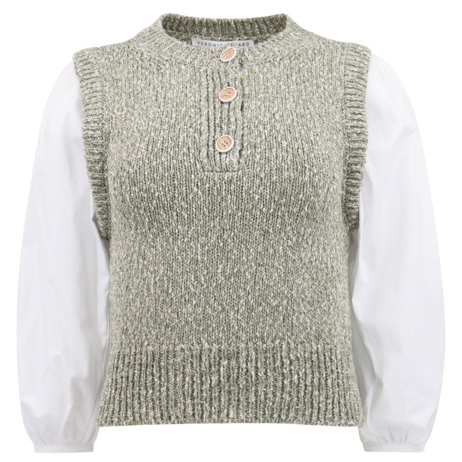 Clothing Veronica Beard | Shawnet Mixed Media Pullover Army