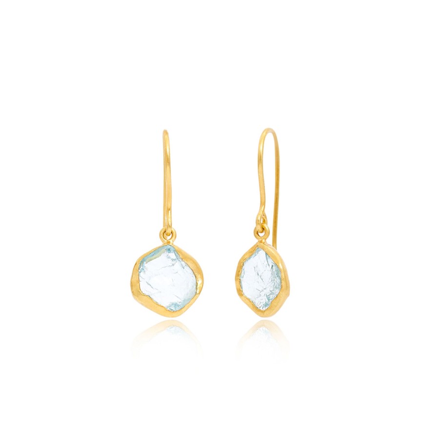 Jewelry Pippa Small | 18Kt Gold Uncut Metamorphic Drop Earrings Aquamarine