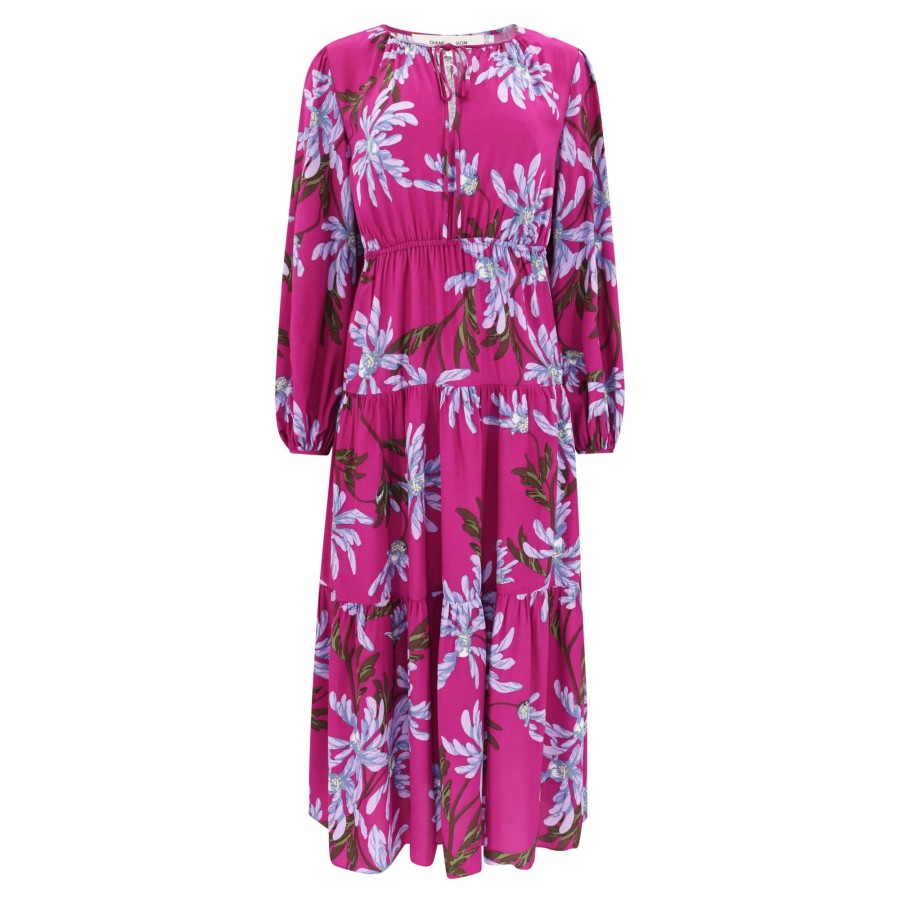 Clothing Diane von Furstenberg | Dominique Dress Huge Paris Floral Red Purple
