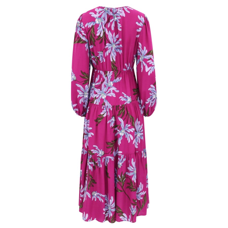 Clothing Diane von Furstenberg | Dominique Dress Huge Paris Floral Red Purple