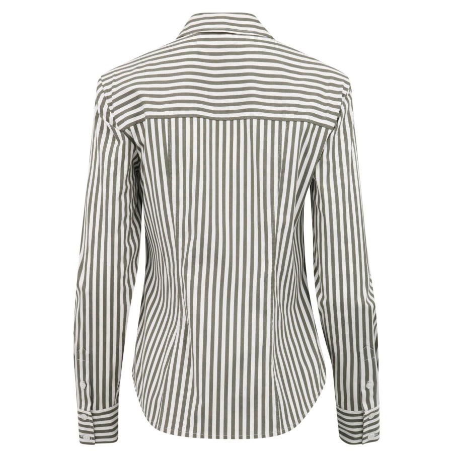 Clothing Veronica Beard | Barnette Stripped Button-Down Shirt Bright Army