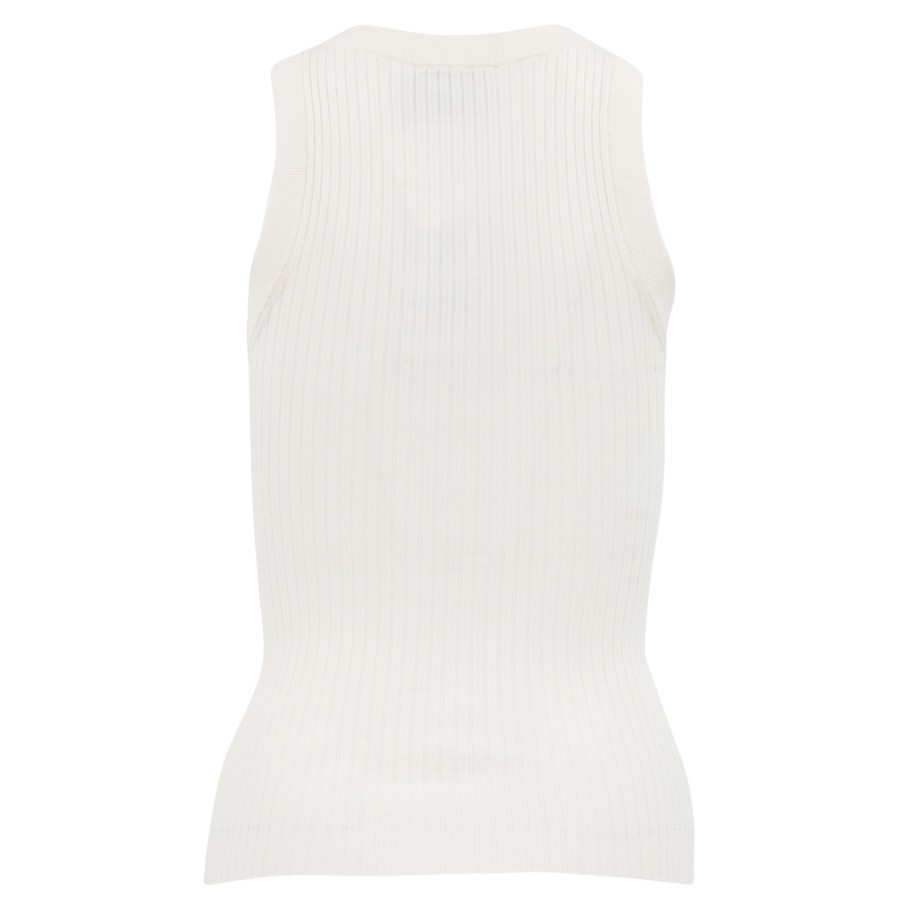 Clothing Moschino Jeans | Peace Sign Short-Zip Tank Off White