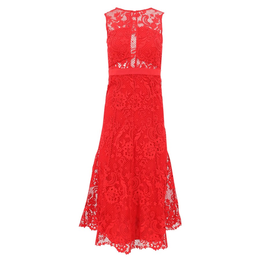 Clothing Self-Portrait | Lace Midi Dress Red