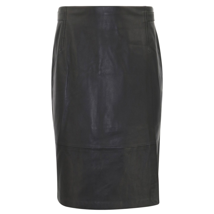 Clothing Vince | Tailored Leather Skirt Black