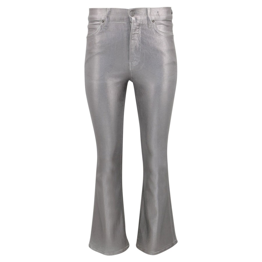 Clothing Veronica Beard | Carson Metallic Ankle Flared Jean Light Gunmetal