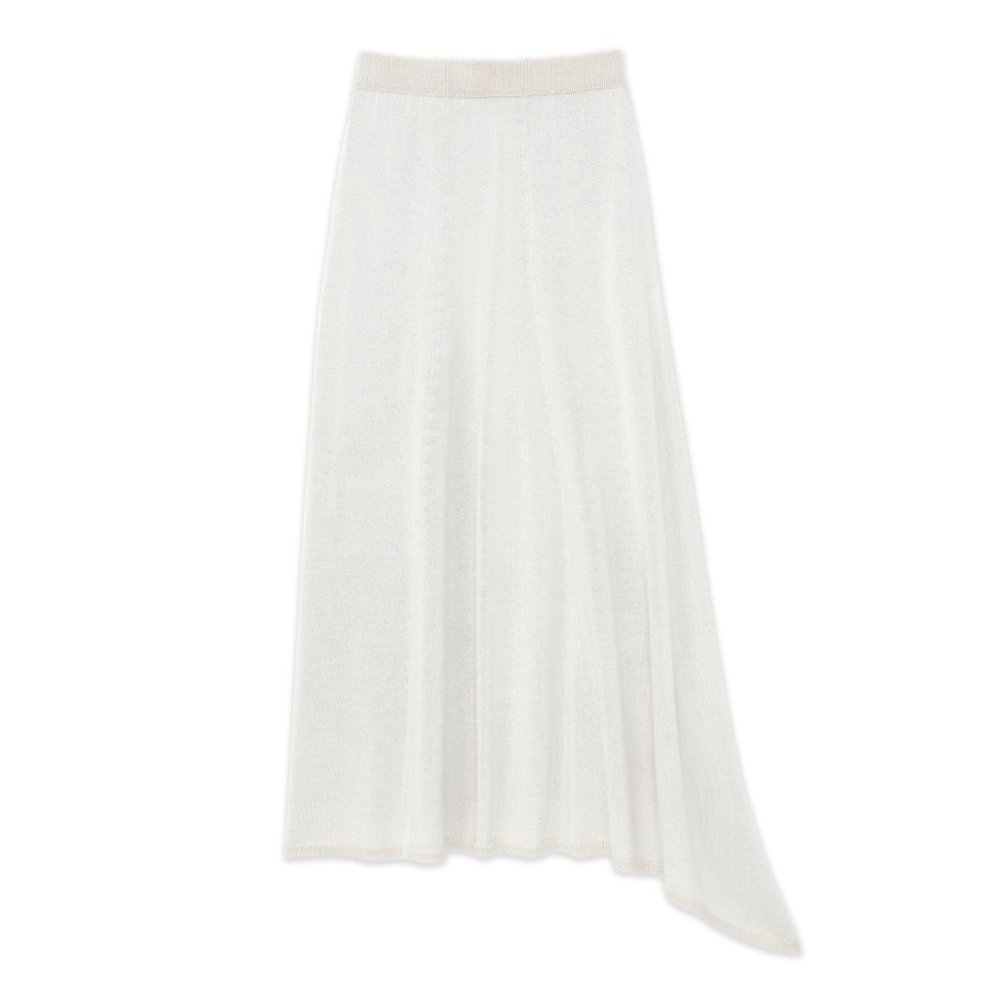 Clothing Lafayette 148 New York | Merino Wool-Silk Sequin Knit Skirt Pampas Plume Metallic