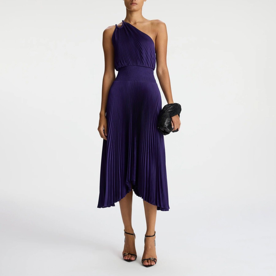 Clothing A.L.C. | Ruby Satin Pleated Dress Purple
