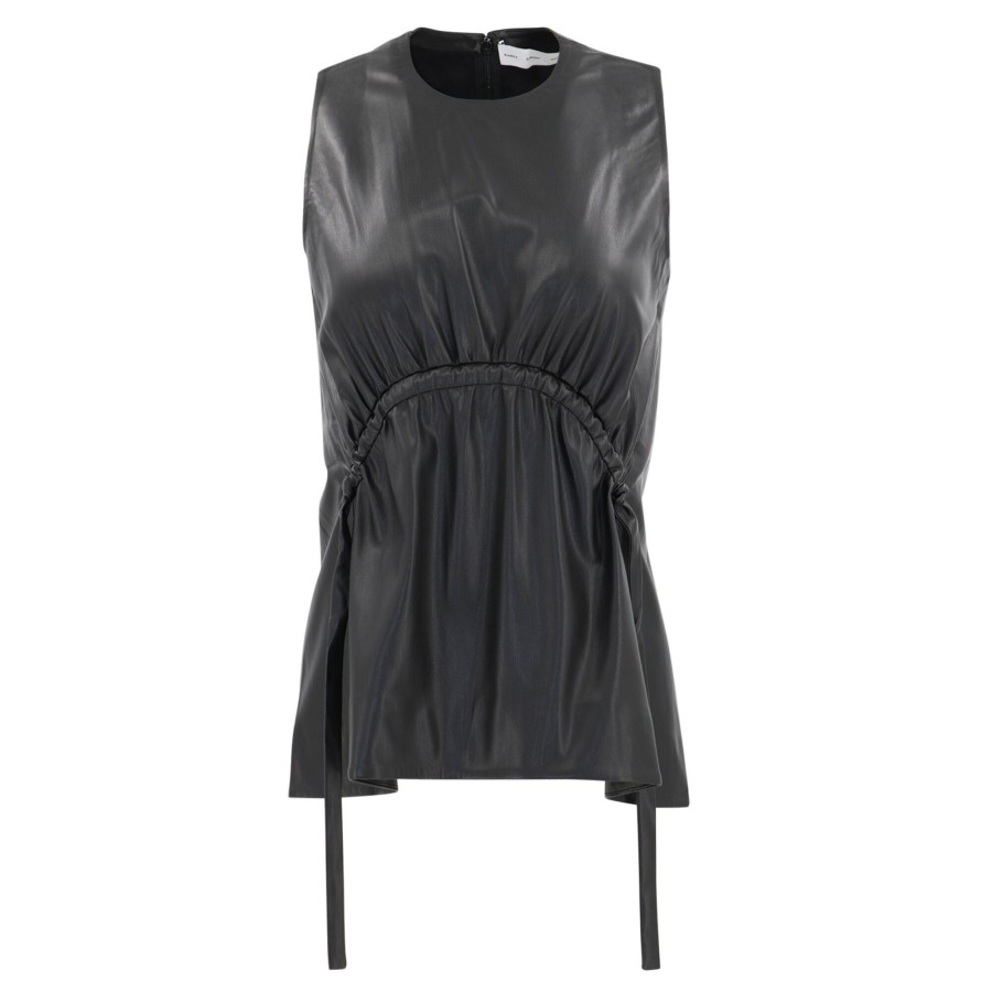 Clothing Proenza Schouler White Label | Faux Leather Drawstring Top Black