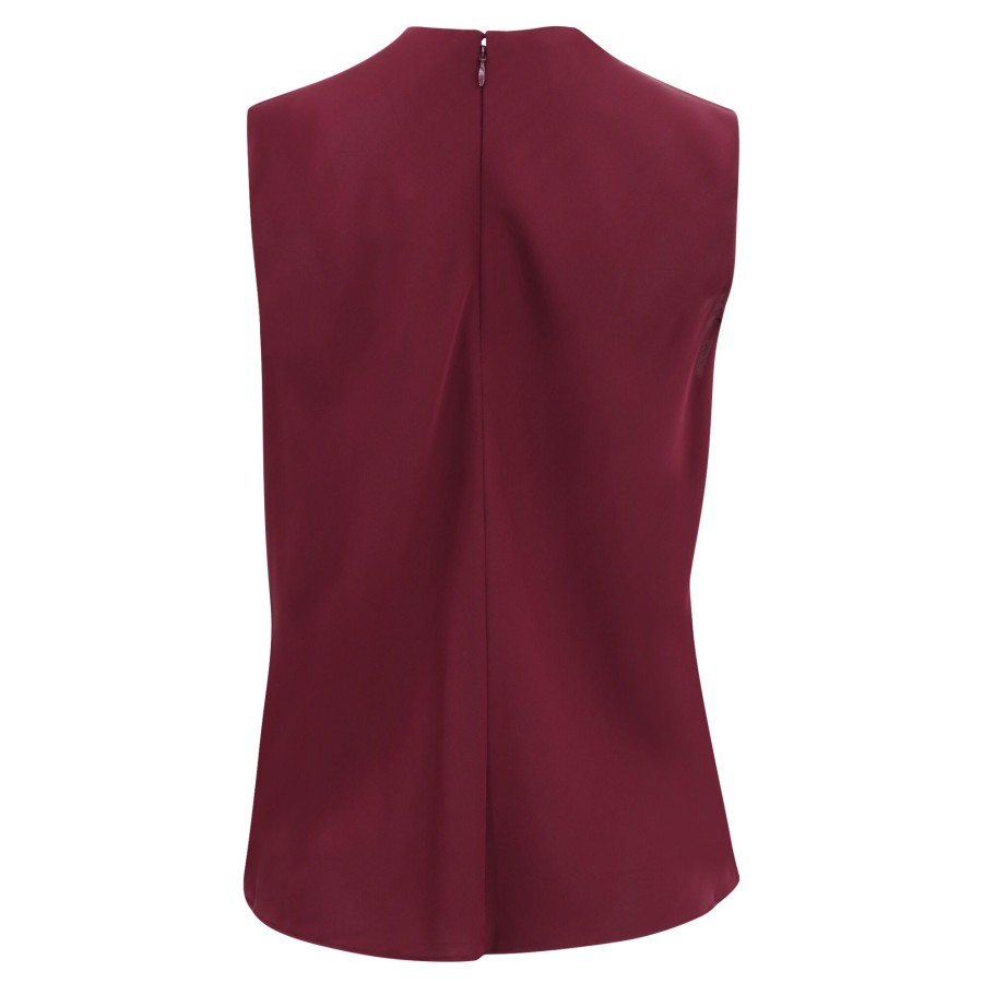 Clothing Vince | Stretch-Silk Draped Sleeveless Blouse Cherry Wine