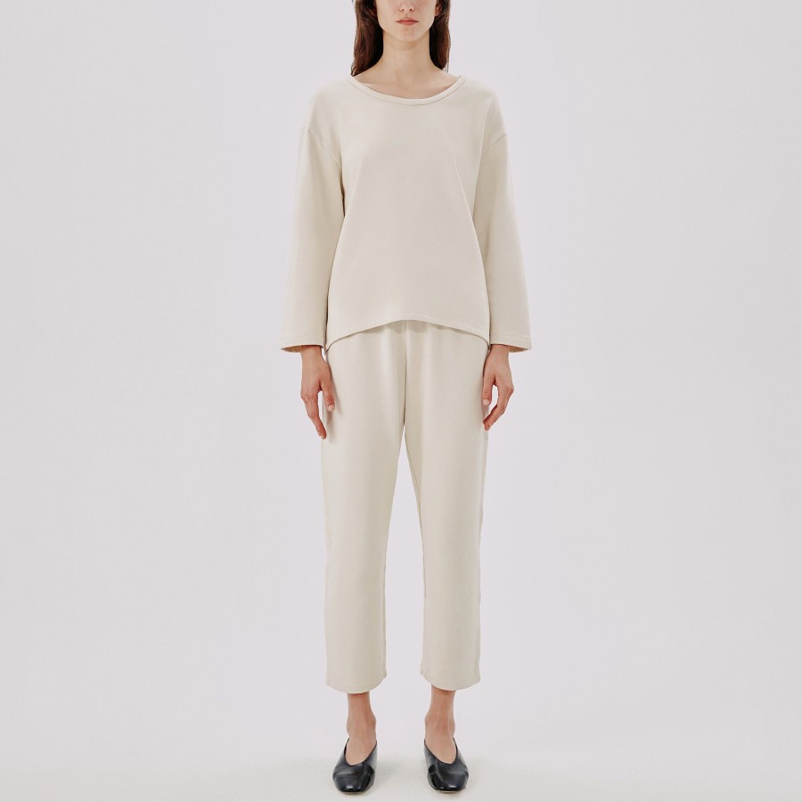 Clothing Another Tomorrow | Scoopneck Sweatshirt Parchmen