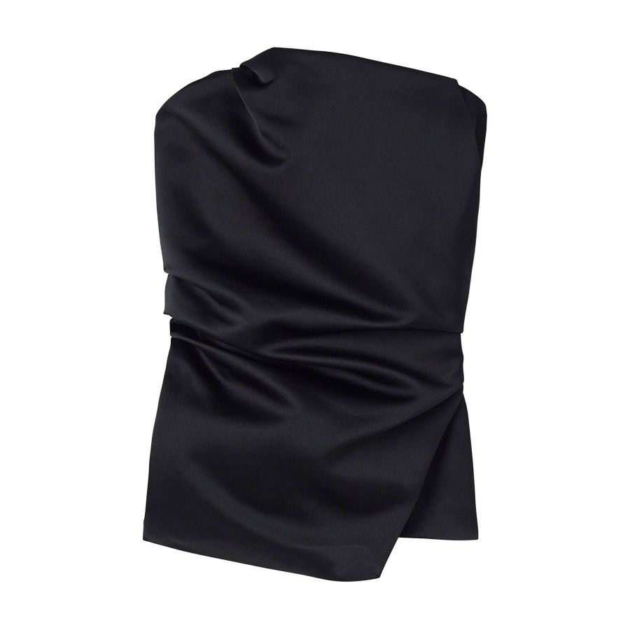 Clothing A.L.C. | Nata Strapless Satin Top Black