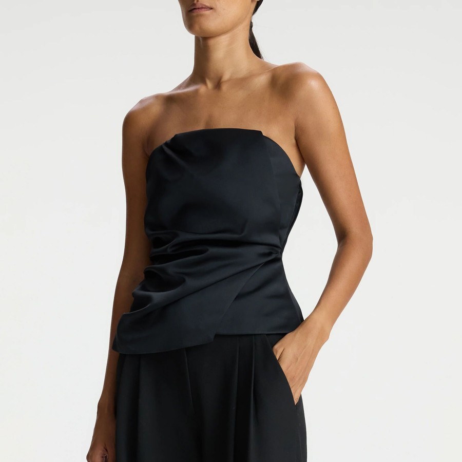 Clothing A.L.C. | Nata Strapless Satin Top Black