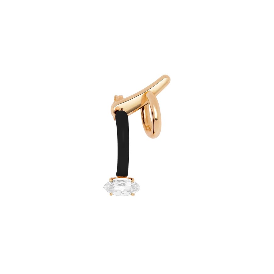 Jewelry Bea Bongiasca | Long Vine Earring Cuff Yellow Gold/Black