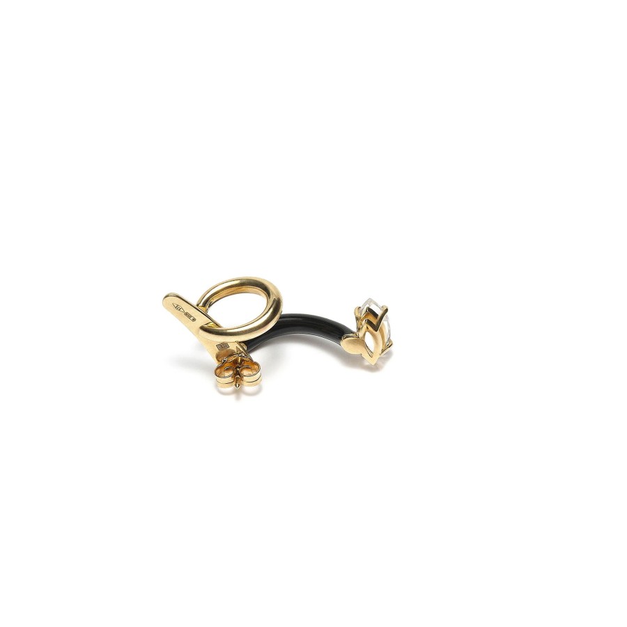 Jewelry Bea Bongiasca | Long Vine Earring Cuff Yellow Gold/Black