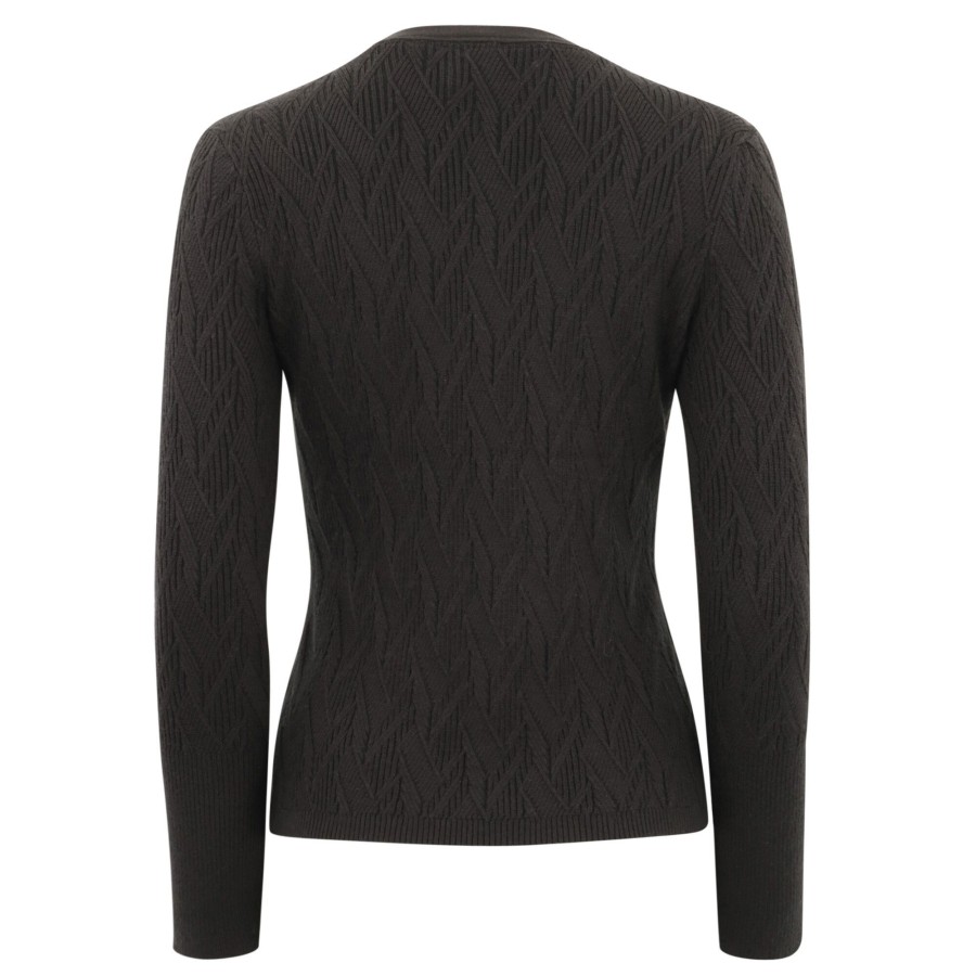 Clothing Ecru | Dimensional Rib Crew Sweater Black