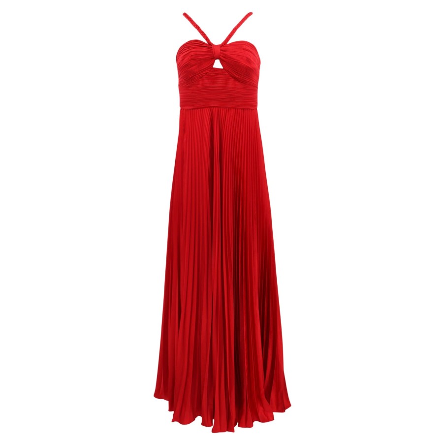 Clothing Amur | Idra Braided Halter Gown Cranberry Red