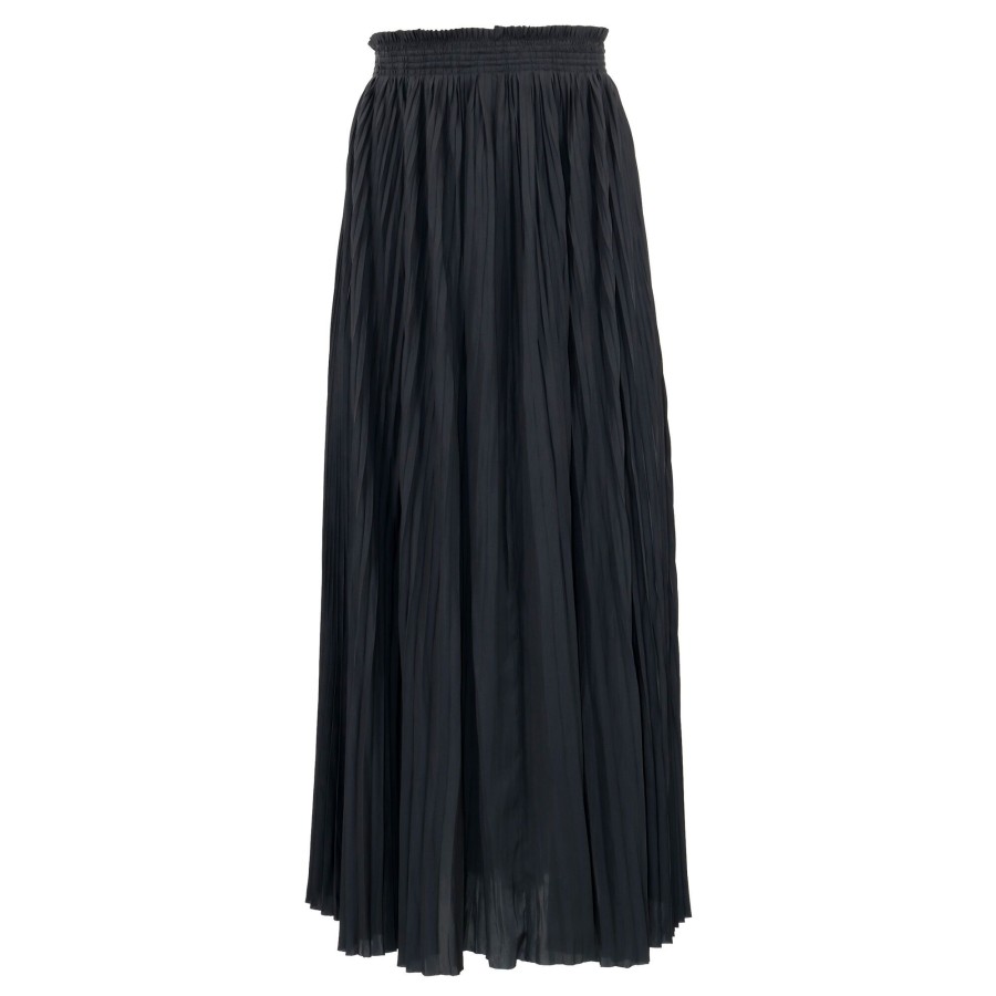 Clothing Ulla Johnson | Krista Pleated Satin Maxi Skirt Noir