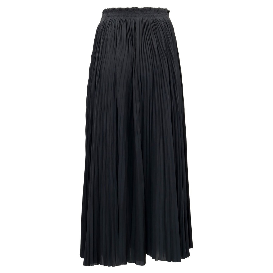 Clothing Ulla Johnson | Krista Pleated Satin Maxi Skirt Noir