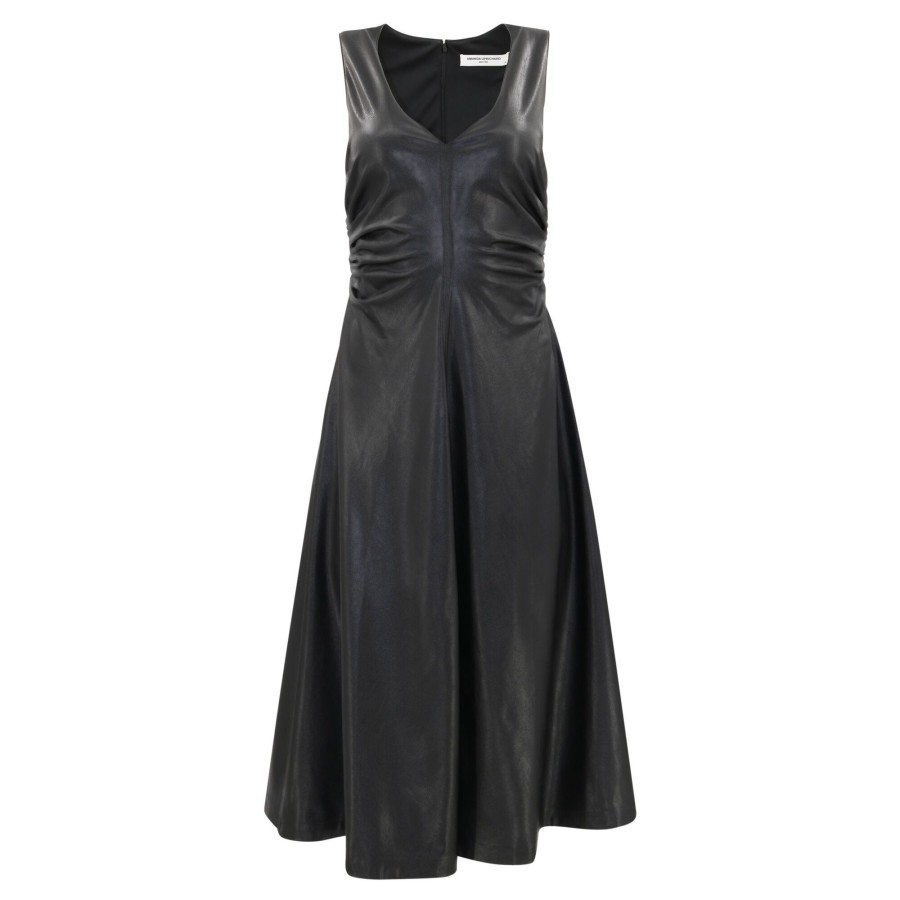Clothing Amanda Uprichard | Sabal Faux Leather Dress Black