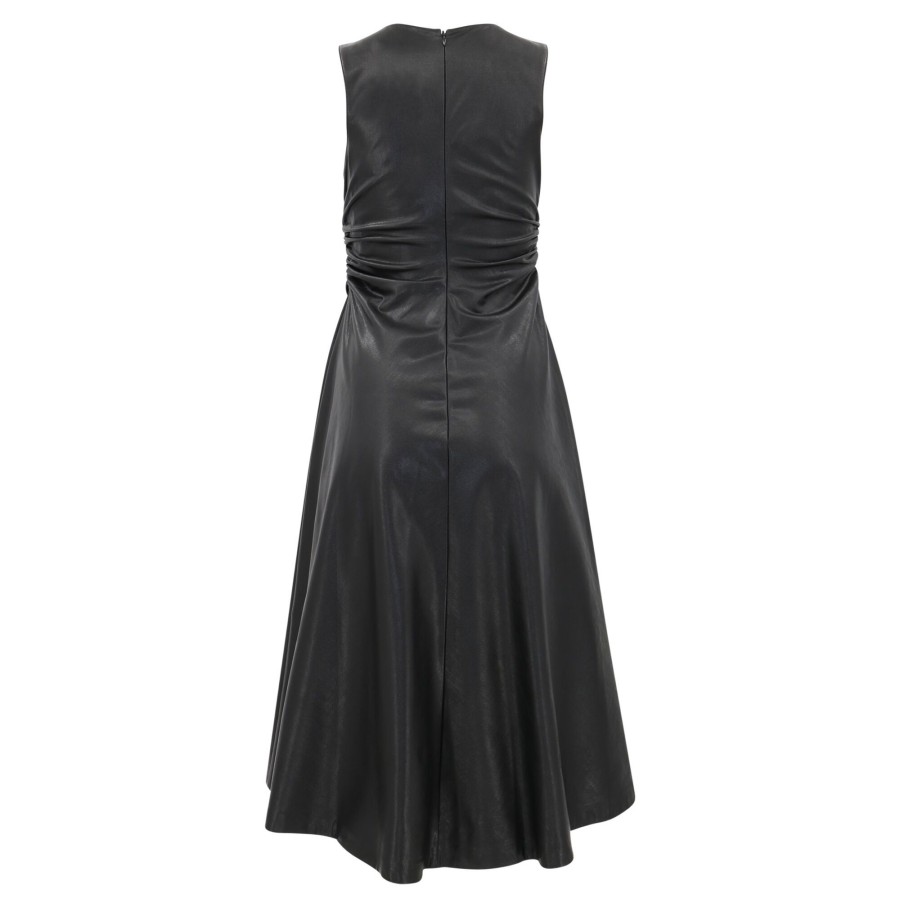 Clothing Amanda Uprichard | Sabal Faux Leather Dress Black